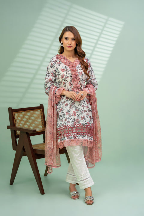 Jahan Ara - Magnolia (3pcs-Unstitched)
