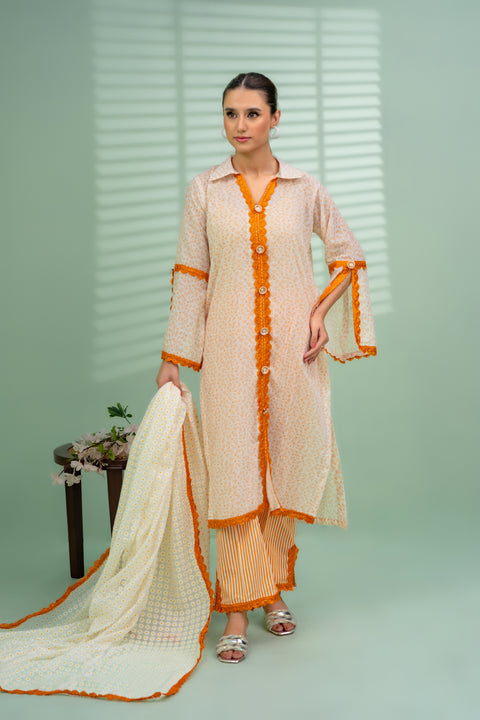Jahan Ara - Amber (3pcs-Unstitched)