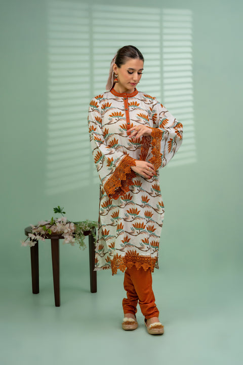 Jahan Ara - Ochre (3pcs-Unstitched)