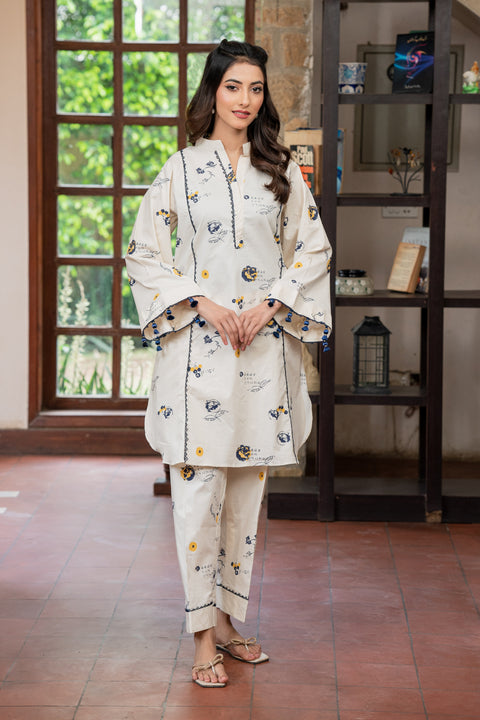 Jahan Ara - Astral cream (2 Pcs-stitched)