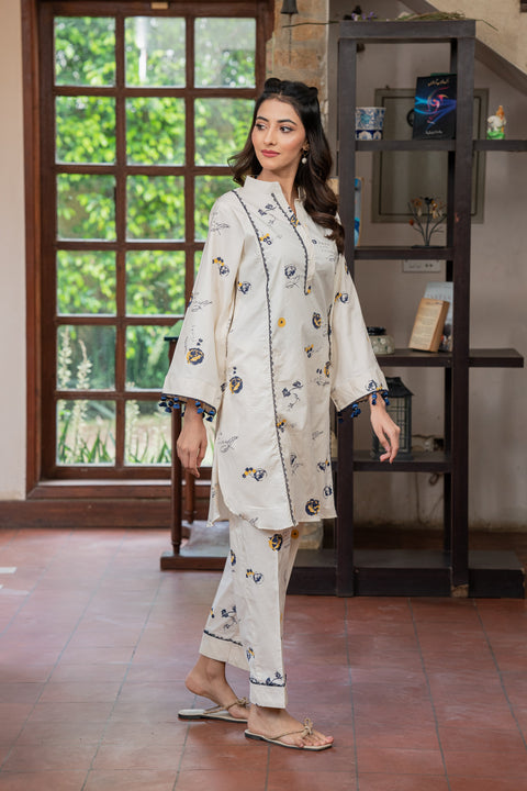 Jahan Ara - Astral cream (2 Pcs-stitched)