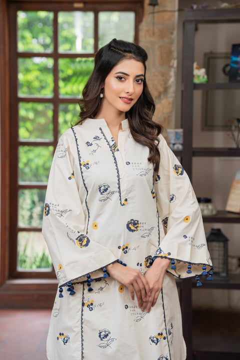 Jahan Ara - Astral cream (2 Pcs-stitched)