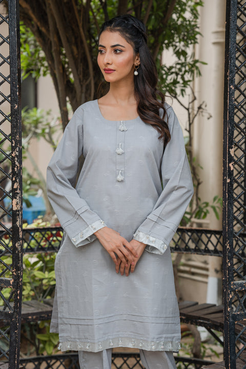 Jahan Ara - Crescent grey (2Pcs-stitched)